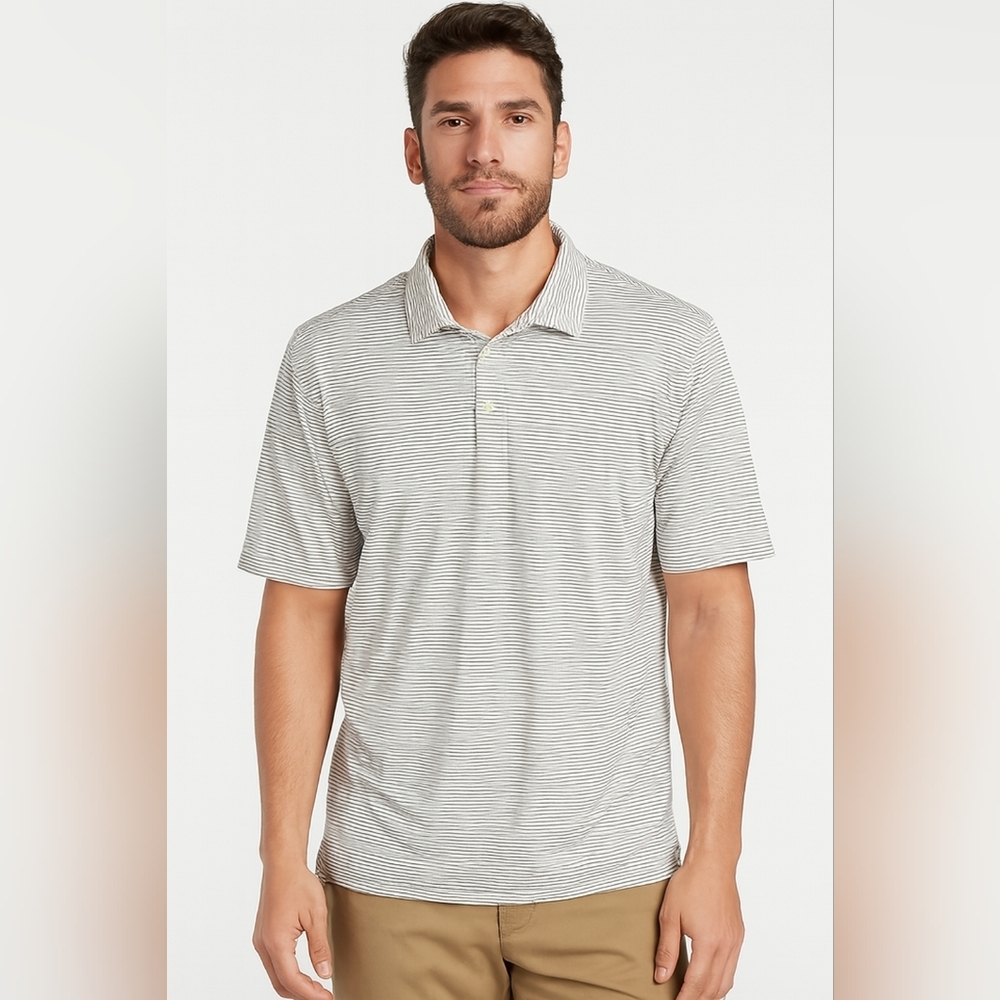 Daniel Cremieux Performance Men's Black & White Striped Polo Shirt SzXXL NWOT